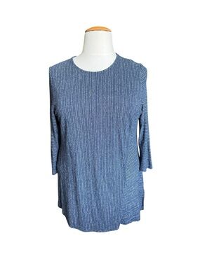 Pure Jill XL Hemp Organic Cotton Striped Tunic Top Blue Coastal Boho